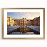 Abstract art print of Versailles scenery in gold frame, ideal for dining room decor.