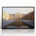 Large abstract wall art of Versailles in muted earth tones, acrylic print in black frame, suited for living room decor.