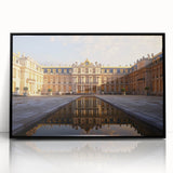 Large abstract wall art of Versailles in muted earth tones, acrylic print in black frame, suited for living room decor.