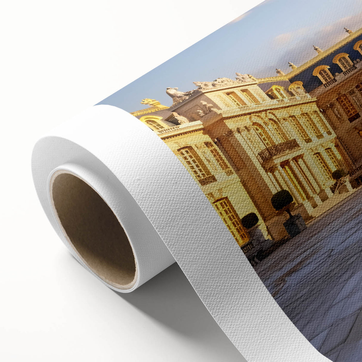 Art Deco poster of Versailles scenery in pastel hues on rolled canvas, ideal for nursery wall art.