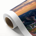 Art deco poster of a European Greek scenery in pastel shades on rolled canvas, ideal for nursery wall art.