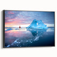 Black and white landscape art painting of Greenland on framed canvas, ideal for bedroom wall decor.