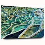 Large abstract wall art of a European scenery in Hungary, in muted tones, printed on acrylic glass.