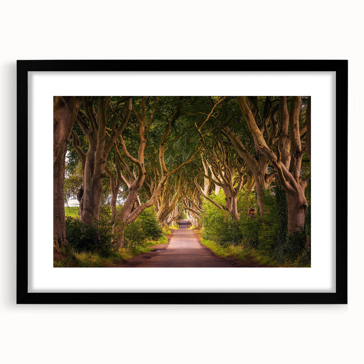 Abstract art print of a colorful Irish landscape in vibrant hues on a large textured canvas, ideal for living room decor.