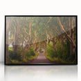 Large abstract wall art depicting a scenic Irish landscape in muted green tones, framed in black acrylic.