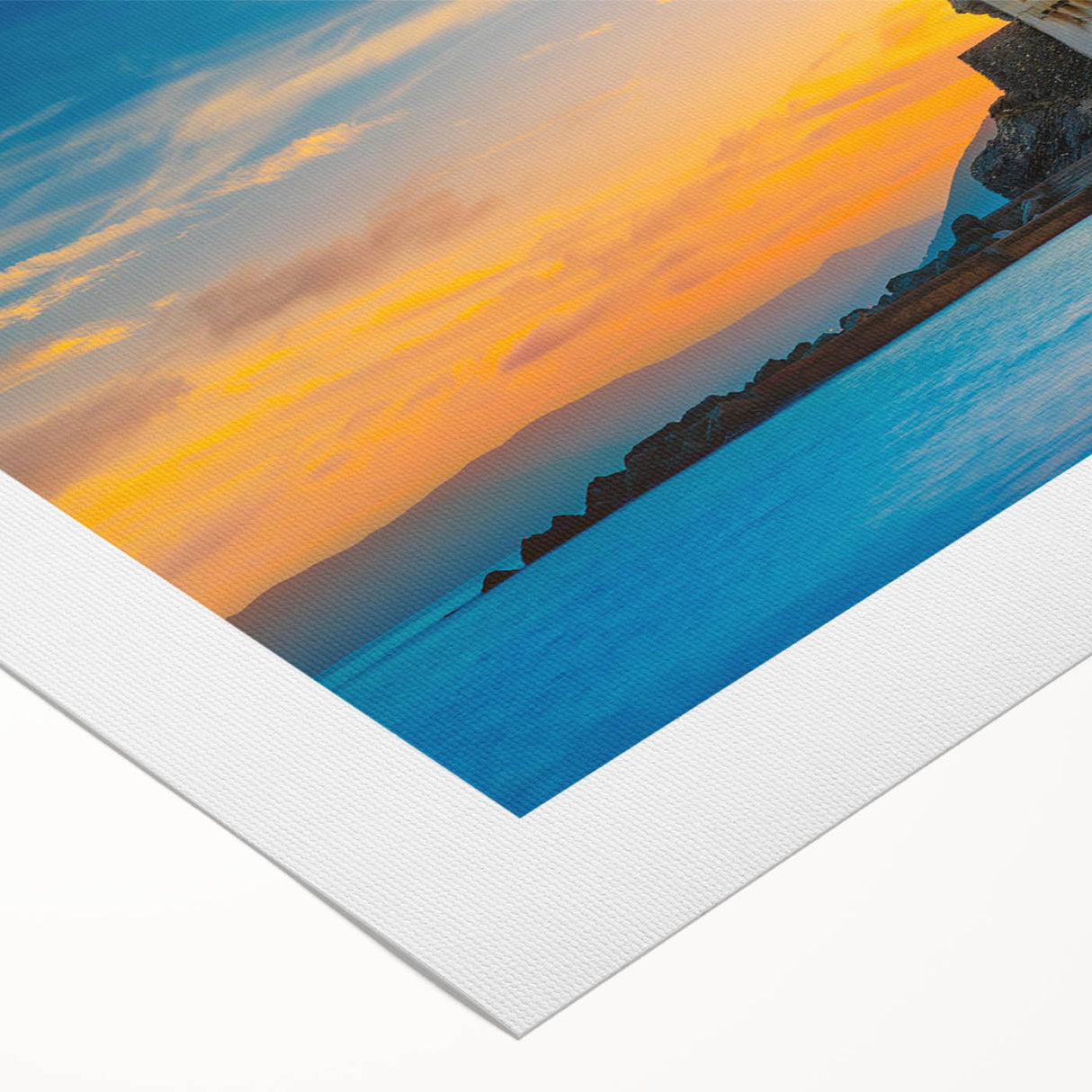Art deco poster of Cinque Terre with vibrant coastal colors on rolled canvas, suited for dining room decor.