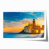 Rolled print of Cinque Terre scenery in muted earth tones, ideal for art wall dining room.