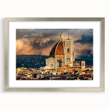 Extra large wall art featuring an abstract print of Florence with textured details in muted earth tones, framed in silver.