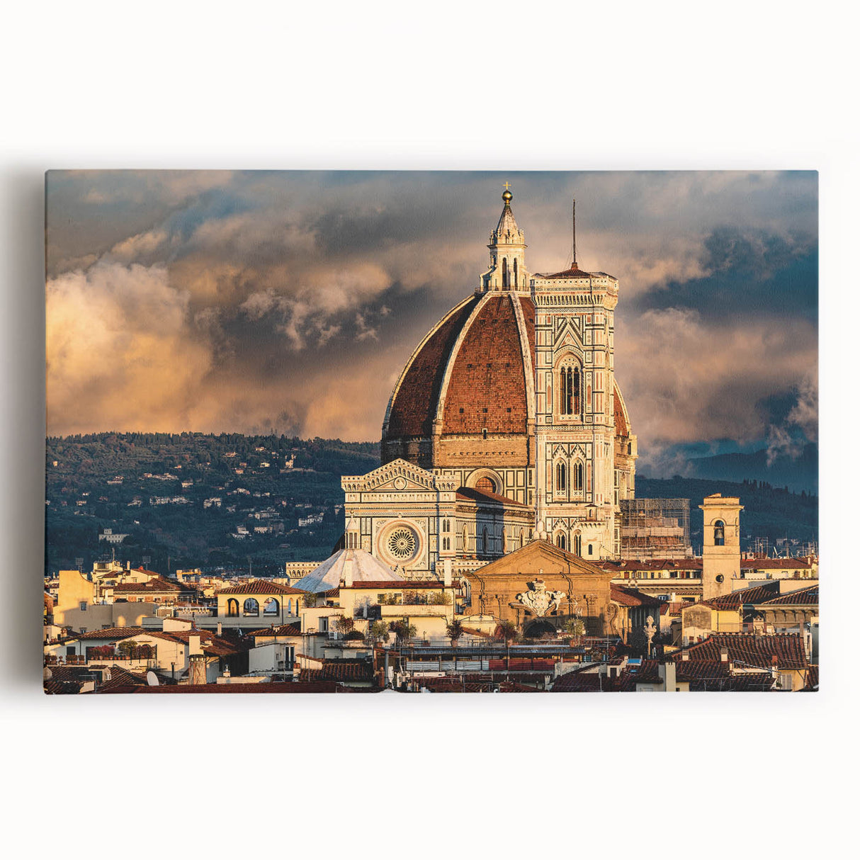 Black and white stretched canvas of Florence scenery, ideal for kitchen wall art or bedroom ambiance.