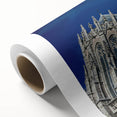 Art Deco poster of Milan scenery in pastel shades on rolled canvas, ideal for nursery wall art or dining room decor.