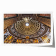 Rolled print of Rome scenery with soft pastel shades, ideal for art wall dining room.