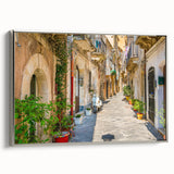 Landscape art painting of a Sicilian scenery on framed canvas.
