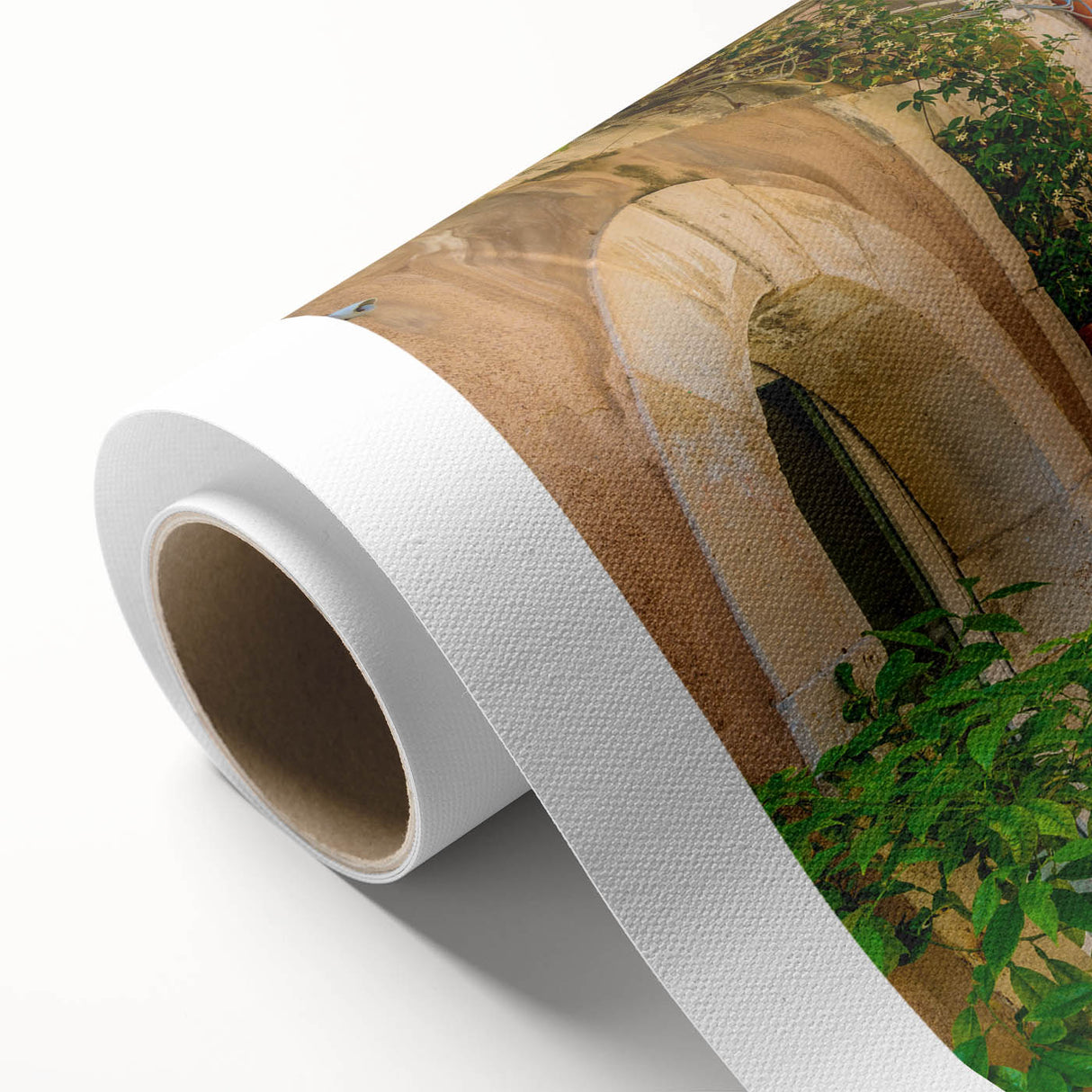 Art deco poster of Sicilian landscape in soft pastel hues on rolled canvas, ideal for nursery wall art.