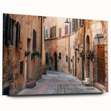 Large abstract wall art depicting the Tuscan landscape in muted earth tones on acrylic glass.