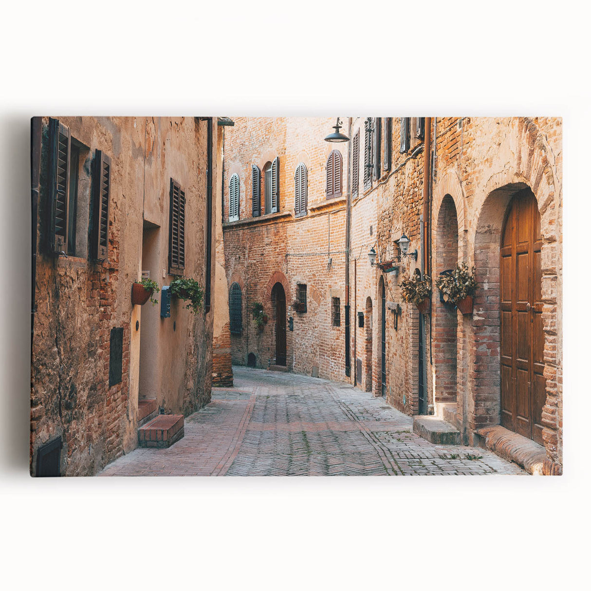 Black and white stretched canvas of Tuscany landscape, ideal for kitchen wall art or bedroom ambiance.