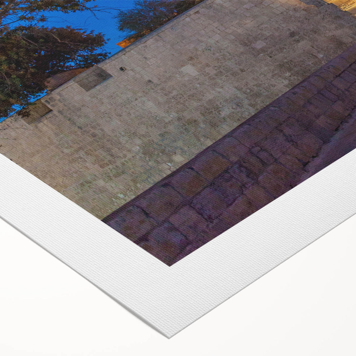 Art deco poster of a Malta landscape on rolled canvas, featuring soft pastel shades, ideal for dining room wall art.