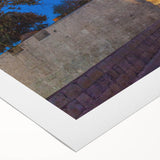 Art deco poster of a Malta landscape on rolled canvas, featuring soft pastel shades, ideal for dining room wall art.