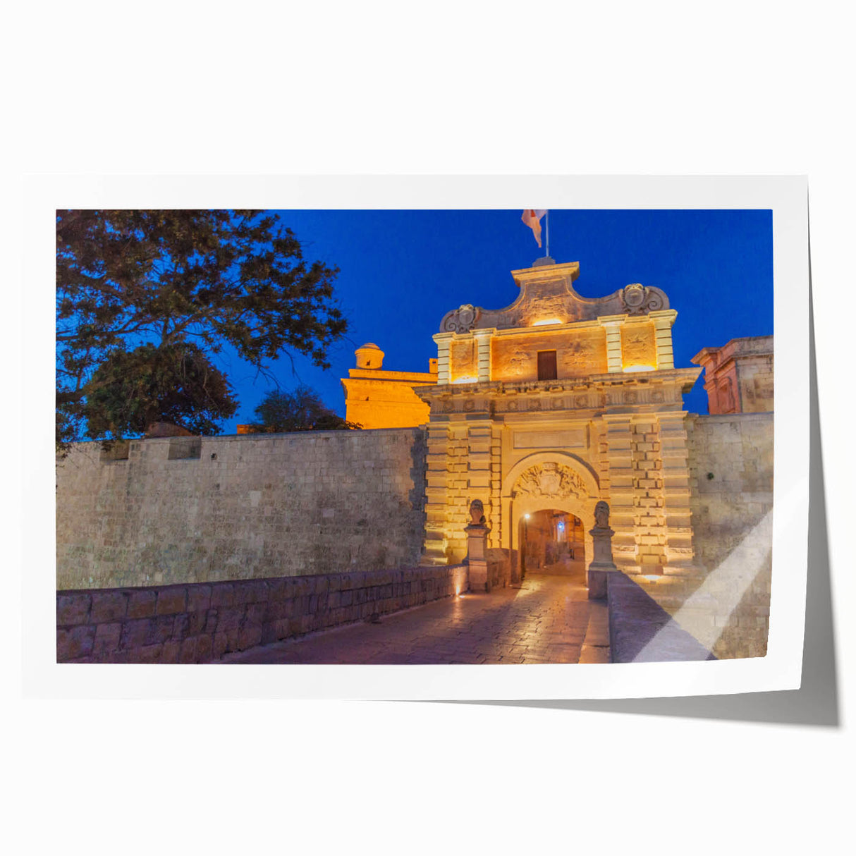Extra large rolled print of a European Malta scenery with vibrant colors, ideal for art wall dining room.