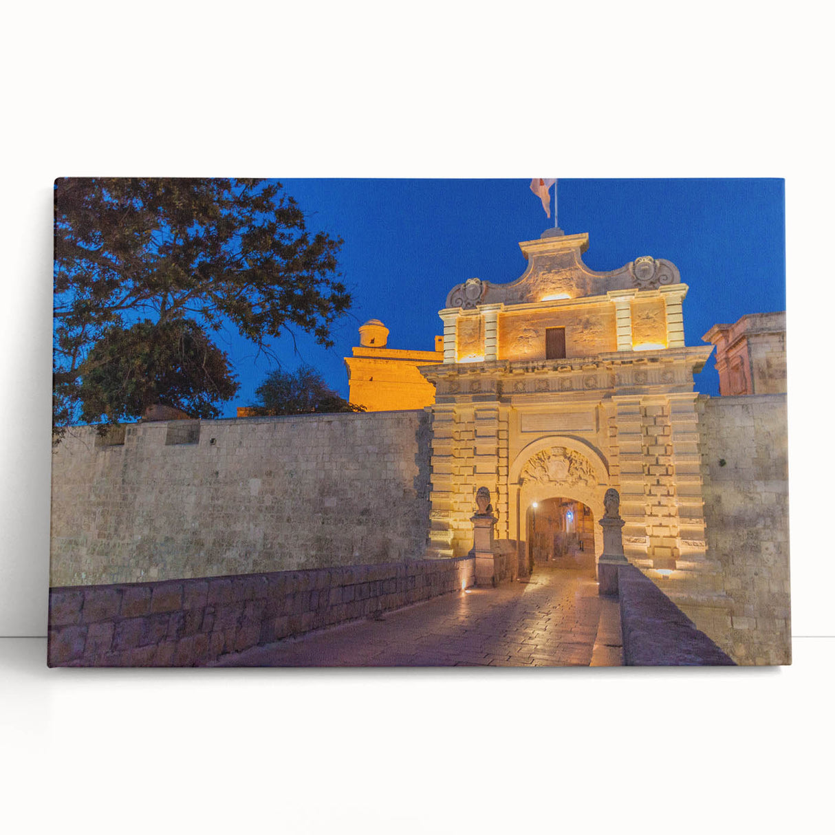 Black and white photograph of Malta scenery on large stretched canvas, suitable for kitchen wall art.