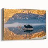 Framed canvas wall art featuring a vintage landscape of Montenegro in muted gold and black tones, ideal for bedroom decor.