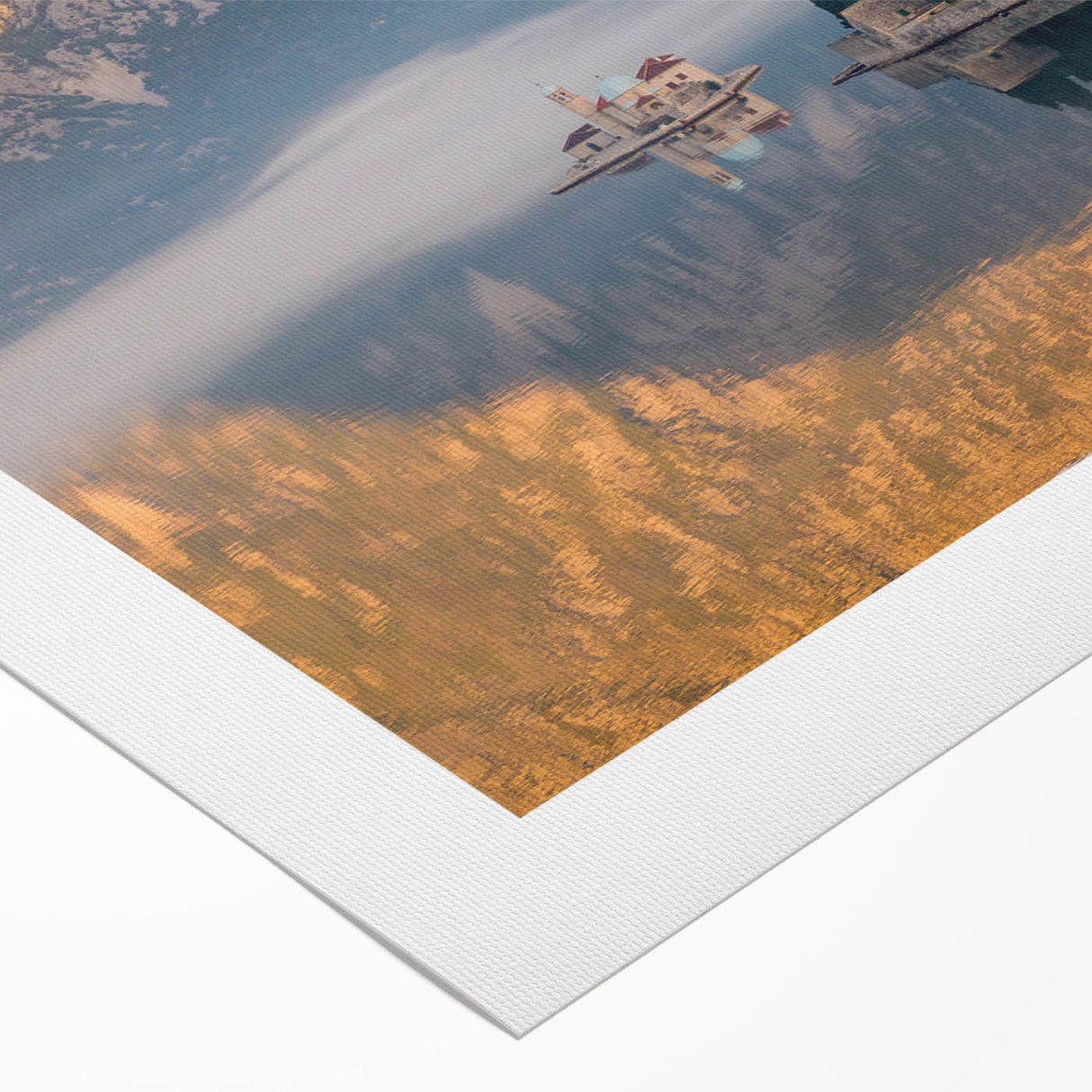 Art deco poster of Montenegro scenery in muted earth tones on rolled canvas, suitable for dining room wall.
