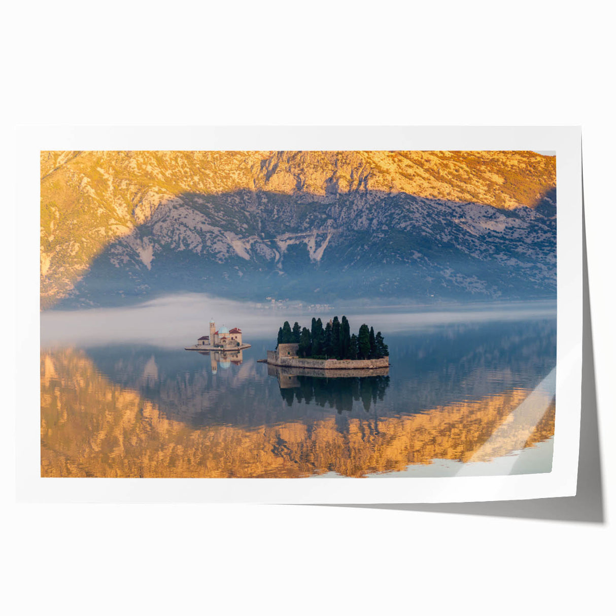 Extra large rolled print of a Montenegro landscape with vibrant green and blue tones, ideal for art wall dining room.
