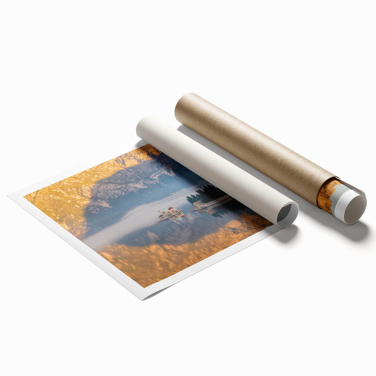 Extra large rolled print of Montenegro scenery with floral elements in soft hues, ideal for classy bathroom wall art.