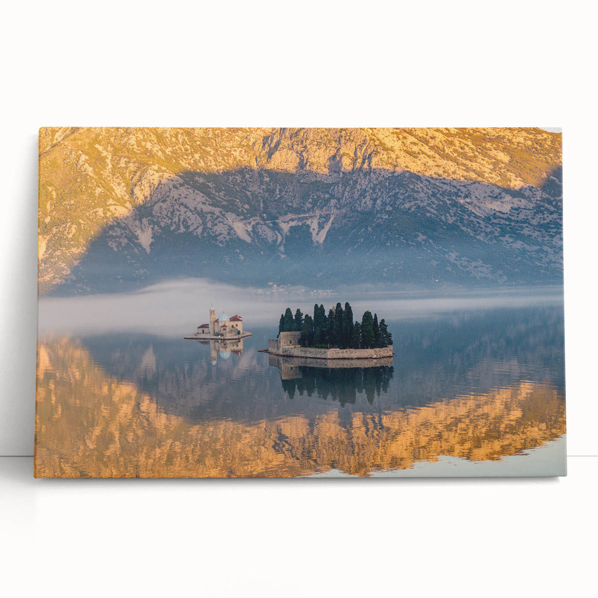 Black and white photograph of Montenegro scenery on large stretched canvas, ideal for kitchen wall art.