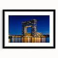 Extra large framed abstract art print of Amsterdam scenery in vibrant colors, textured finish.
