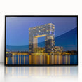Large abstract wall art of Amsterdam scenery in muted earth tones on framed acrylic, suited for modern living room decor.