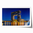 Rolled print of Amsterdam canal scene with floral accents in muted colors, ideal for dining room wall art.