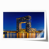 Rolled print of Amsterdam canal scene with floral accents in muted colors, ideal for dining room wall art.