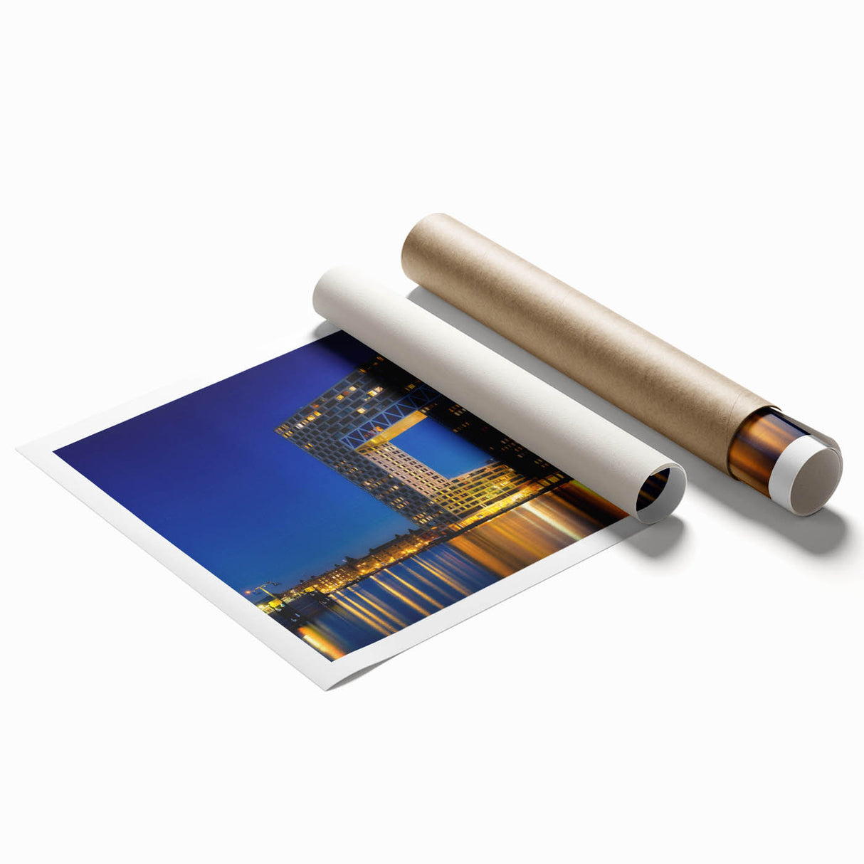 Extra large rolled print of Amsterdam scenery with vibrant floral accents, ideal for classy bathroom wall art.