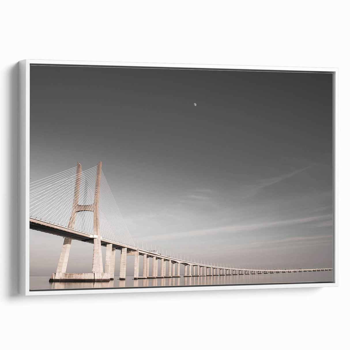 Vintage poster art of Lisbon with colorful accents on extra large framed canvas, ideal for living room decor.