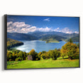 Black and white framed canvas of a Romanian landscape, featuring vintage poster art style, ideal for bedroom decor.
