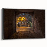 Black and white landscape art painting of a Scottish scene on a framed canvas, ideal for bedroom decor.