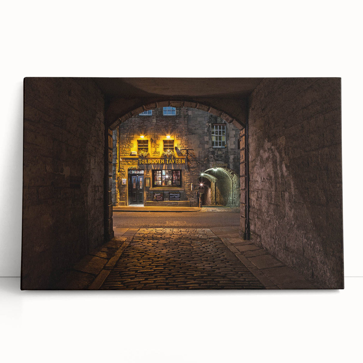Black and white photo of a Scottish landscape on large stretched canvas, ideal for kitchen wall art.