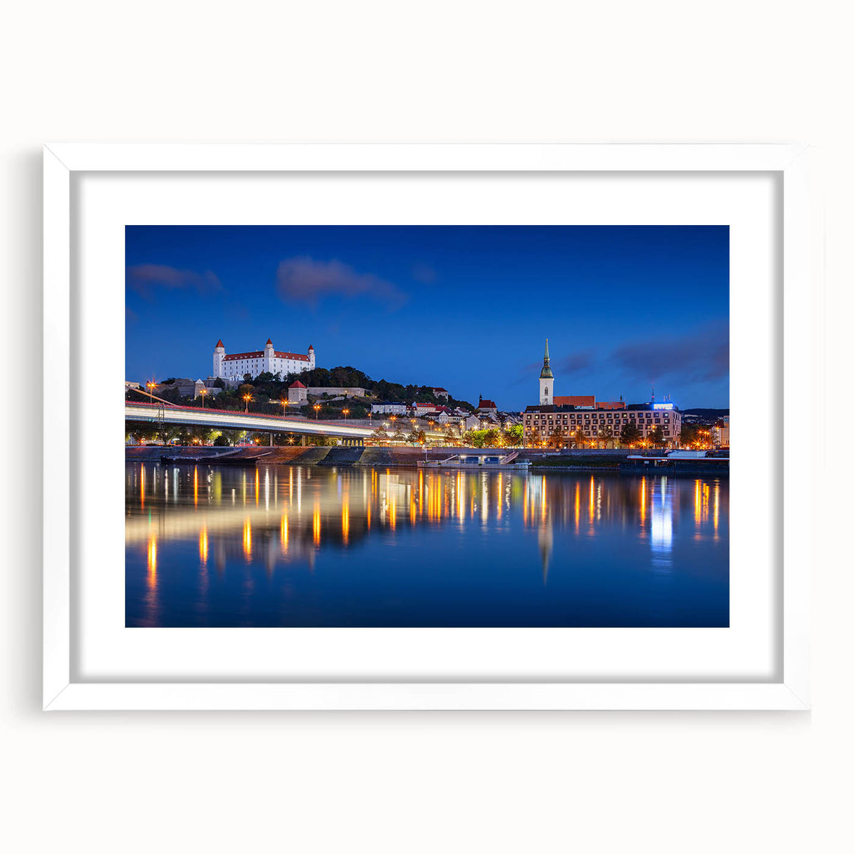 Textured art of a European scenery in Slovakia, printed on a white-framed canvas with abstract elements in earth tones.