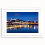 Textured art of a European scenery in Slovakia, printed on a white-framed canvas with abstract elements in earth tones.