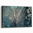 Black and white landscape art painting of a European scenery on framed canvas, ideal for bedroom decor.