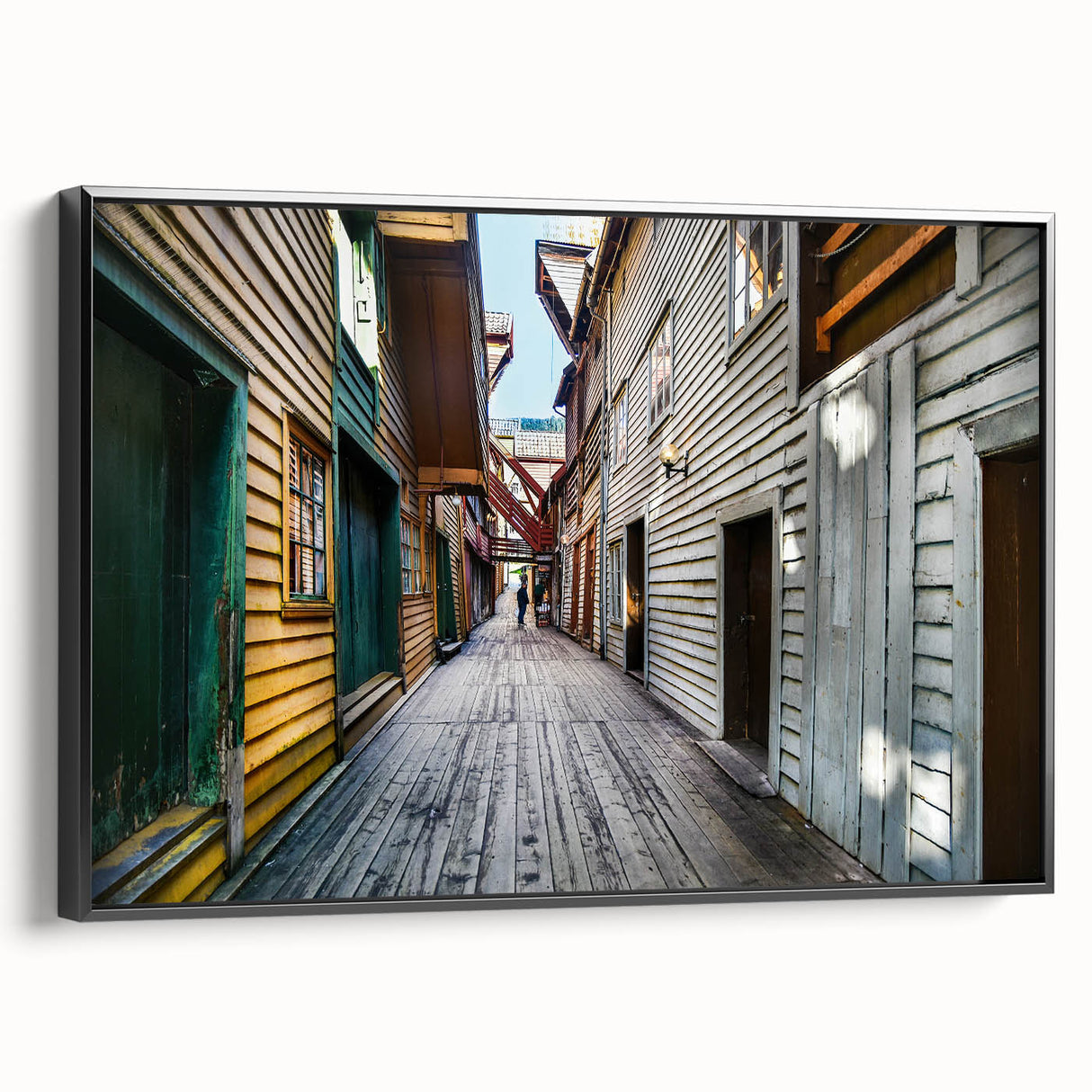 Black and white framed canvas of Stockholm landscape, ideal for bedroom wall art, in a vintage poster style.