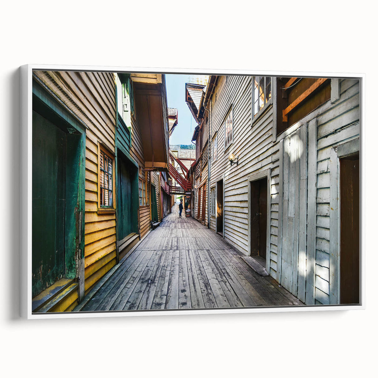 Vintage poster art of Stockholm scenery in vibrant colors on a large framed canvas, ideal for living room decor.