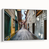 Vintage poster art of Stockholm scenery in vibrant colors on a large framed canvas, ideal for living room decor.
