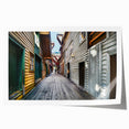 Scenic Stockholm landscape in soft pastel shades on a large rolled canvas, suitable for dining room decor.