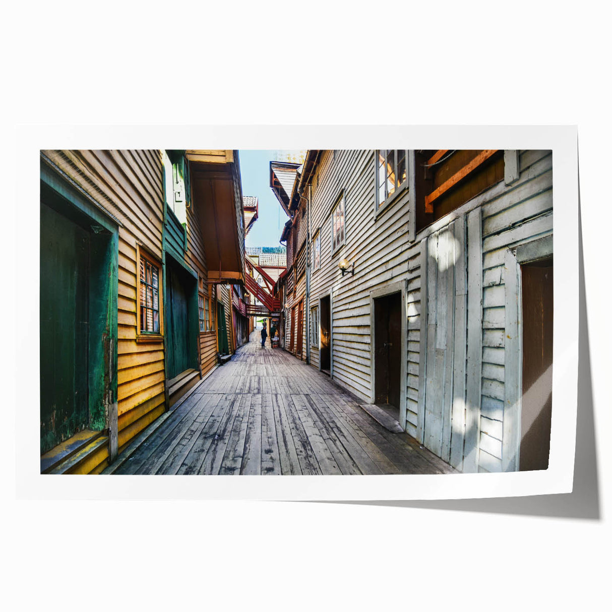 Scenic Stockholm landscape in soft pastel shades on a large rolled canvas, suitable for dining room decor.