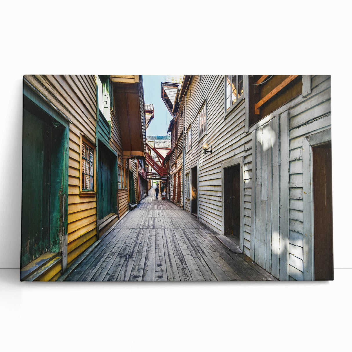 Black and white photograph of Stockholm scenery on stretched canvas, ideal for kitchen wall art or bedroom.