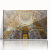 Art deco poster of the Vatican scenery in muted tones on white acrylic, ideal for modern art wall decor.