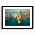 Extra large abstract art print of Baja California scenery in vibrant, textured colors on a black framed canvas.