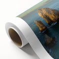 Art deco poster of Baja California scenery in pastel shades, rolled canvas ideal for nursery wall art.