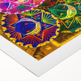 Art deco poster of Cabo San Lucas scenery on rolled canvas, featuring cool blue and sandy tones.